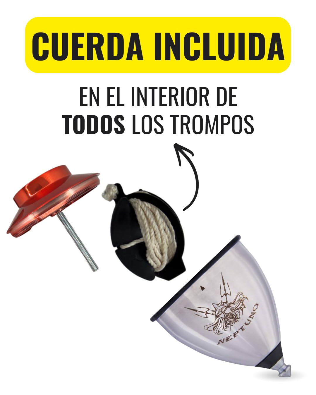 TROMPOS SPACE - Trompo Profesional Neptuno Roller de Acero Inoxidable, Peonza con Punta Roller de Doble Rodamiento, Regulador de Vibraciones, Diseño para Trucos Avanzados, Incluye Cuerda, Color Rojo