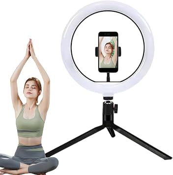 Ring Light with Tripod, Selfie Ring Light with Tripod Stand - Adjustable 10" Circle Light LED Selfie Ring Light | Bright Portable Ring Light Kit for Live Stream Video Photography