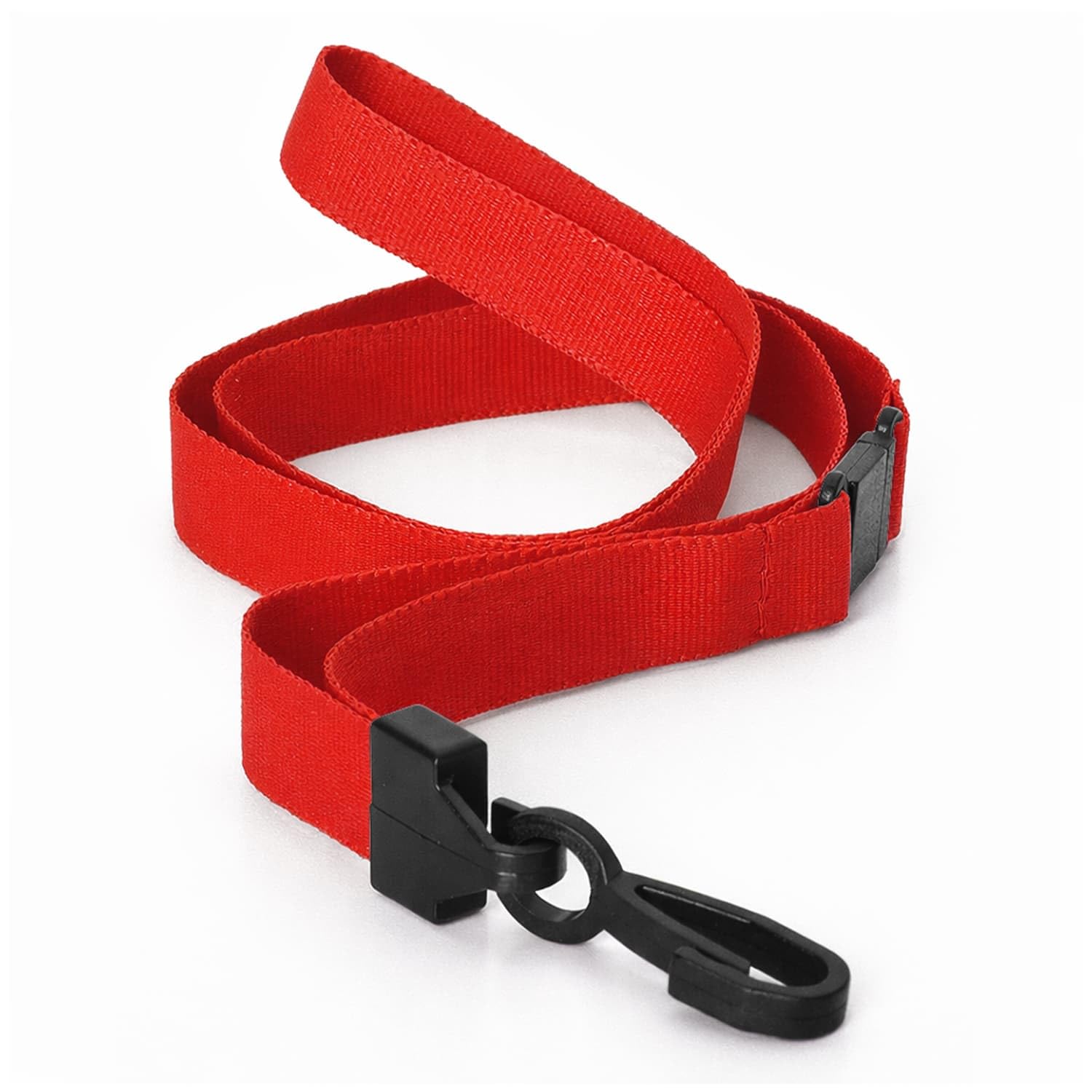 Pack of 100 Red Lanyards 15mm Flat Rpet Recycled Polyester with Plastic Clip By LanyardsTomorrow, Safety Breakaway ID Badge Holder Eco Neck Straps