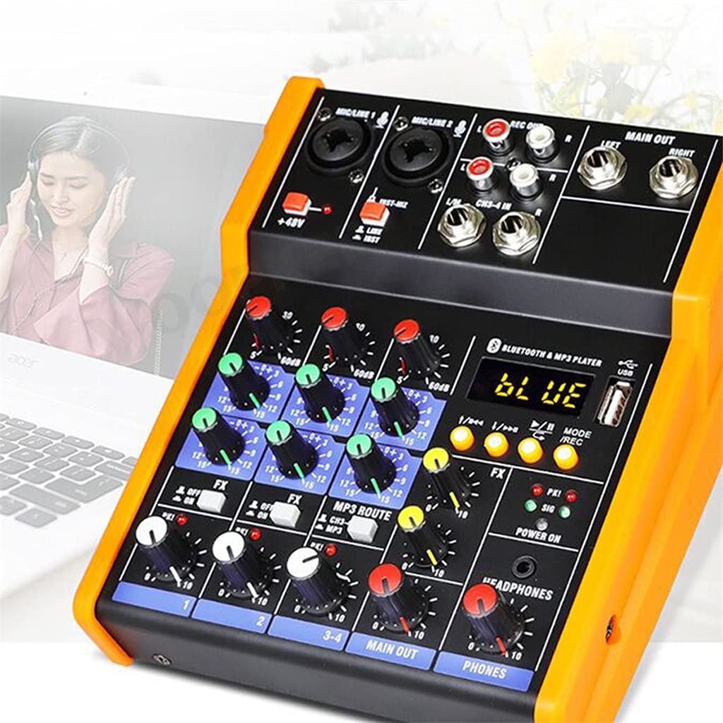 Audio-DJ-Mixer 4 Kanäle Konsole mit Mikrofon Sound Mixing Aufnahmestudio