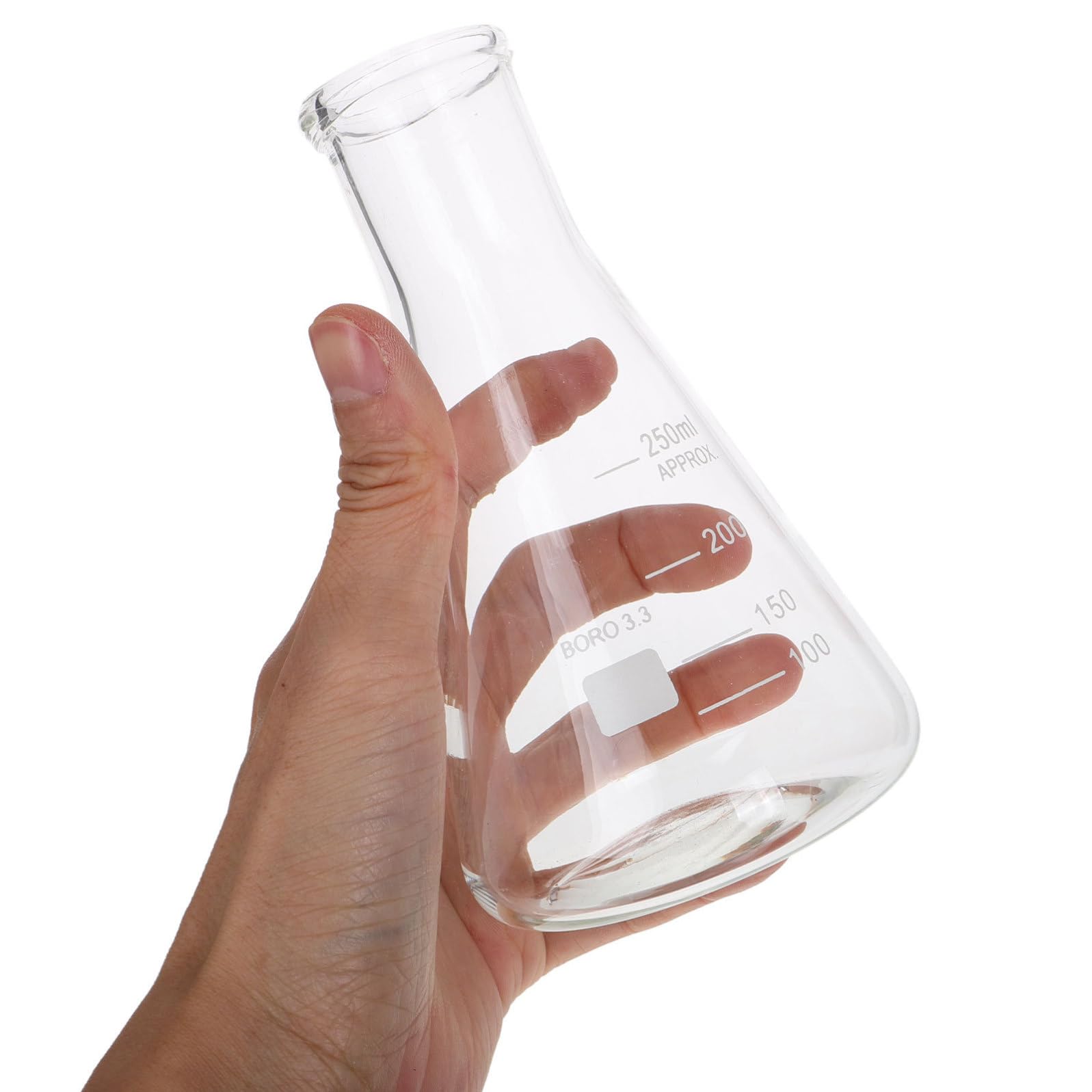 jojofuny Beute di Erlenmeyer Palloni Conici Resistenti ad Alte Temperature in Vetro Borosilicato Set 5 da 50ml a 1l Base Triangolare Stabile per Uso in Laboratorio Scientifico
