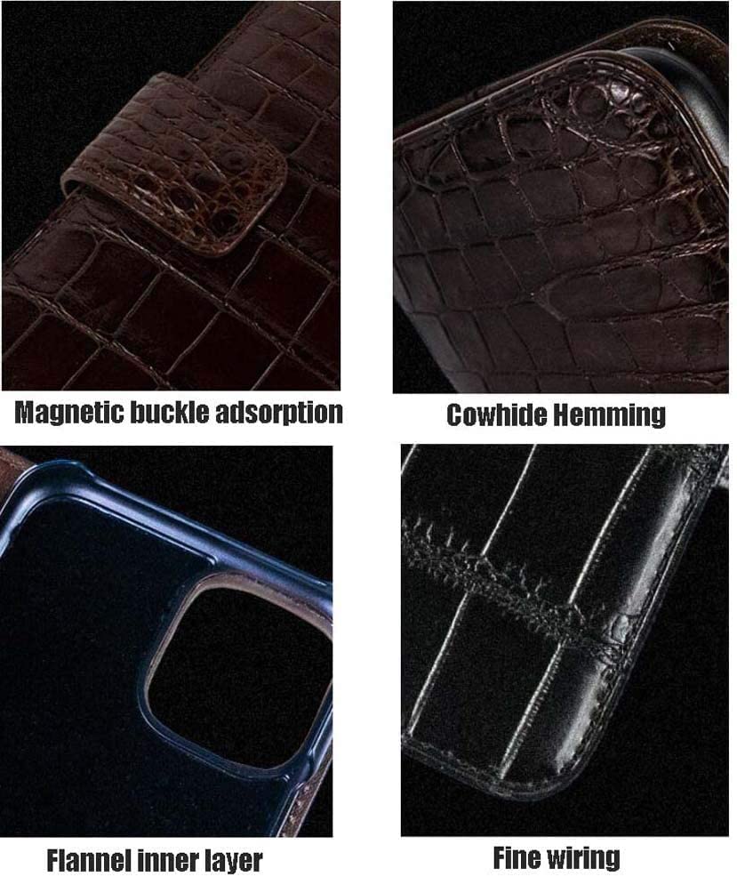 Coque en cuir crocodile pour iPhone 14 Pro Max | Étui chic marron - 2