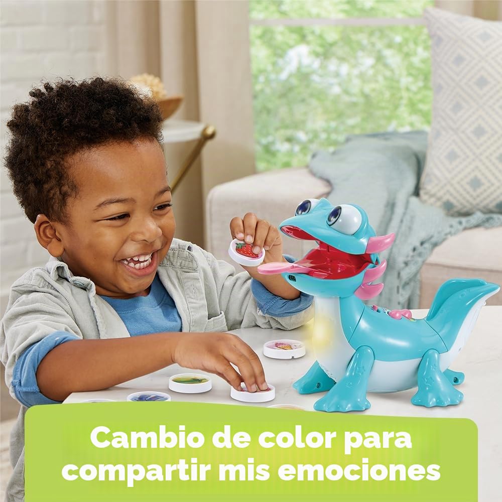 VTech – Cebulón, Mi compañero Glotón, Animal interactivo Axolotl que habla, canta, come y reacciona, descubrimiento en colores de las emociones, juguete educativo, regalo para niños a partir de 2 años