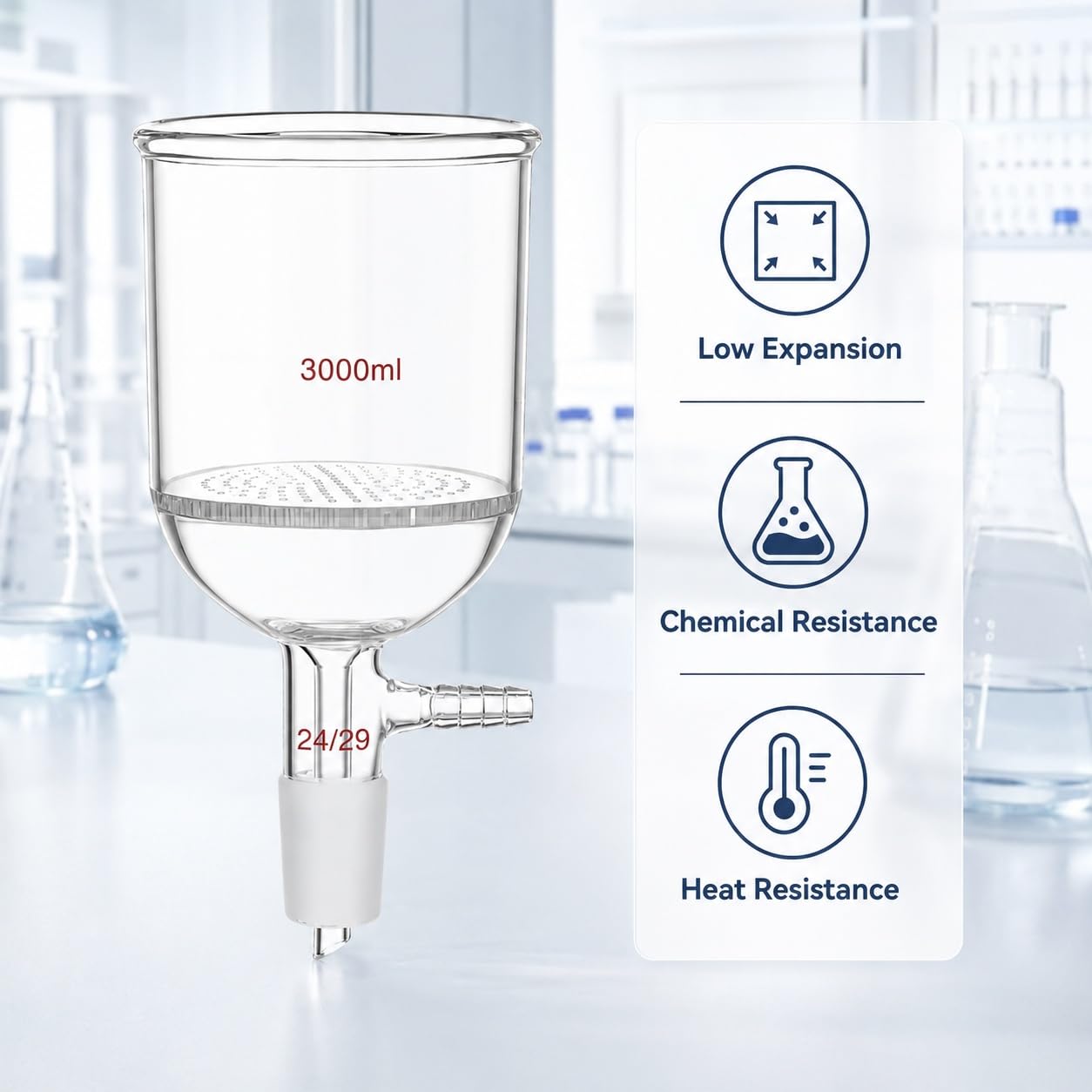 Büchnertrichter Poröse Glasplatte Große Kapazität Vakuum Laborfilter-29/32# 10000ml