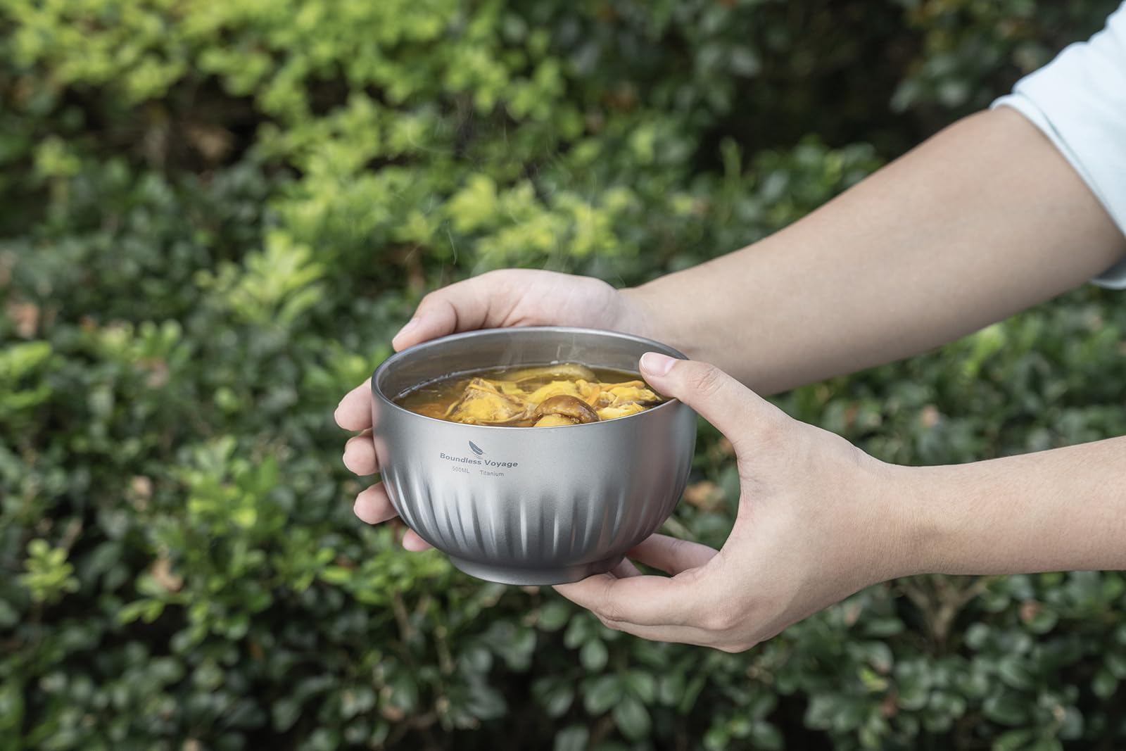 iBasingo Bol en titane à double paroi 500 ml pour farine d'avoine, riz, soupe, bol ultra léger, portable, vaisselle, camping, bol en métal Ti1165T
