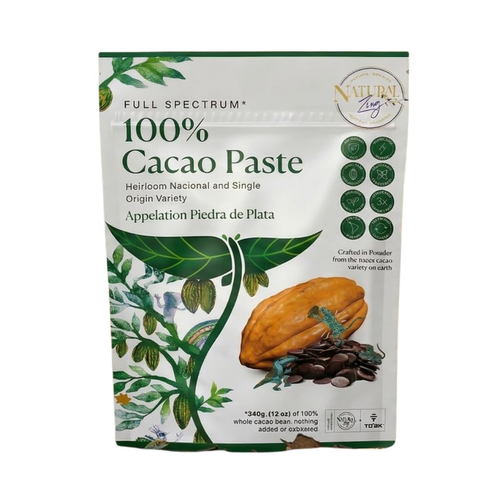 Natural Zing Raw Cacao Liquor|Paste Chunks – Organic, Single-Origin | Pure Cacao from Ecuador (12 oz)| Not CCN-51 | Unroasted, No Additives | Rich