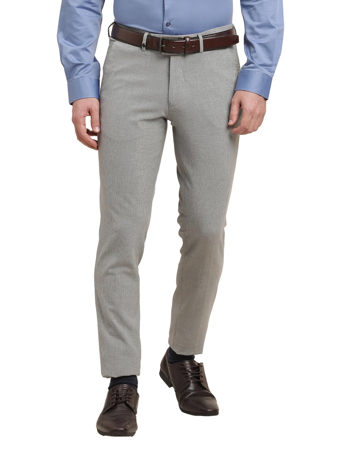 turtle Men Cotton Stretch Grey Dobby Printed Ultra Slim Fit Formal Trouser-picture-23