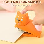 Honagu Cute Stapler, Cartoon Stereoscopic Silicone Stapler, Desktop Stationery Gift for Students Teachers(Orange Cat)