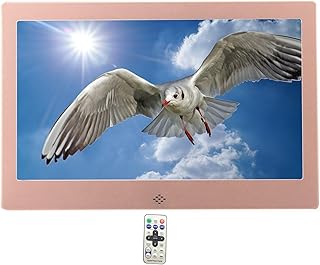 12-inch Digital Photo Frame, Metal Photo Frame can be plugged into USB or SD Electronic Photo Frame, high-Definition Display with Remote Control, Video and Music Support, Slide Show (Color : Rose GOL