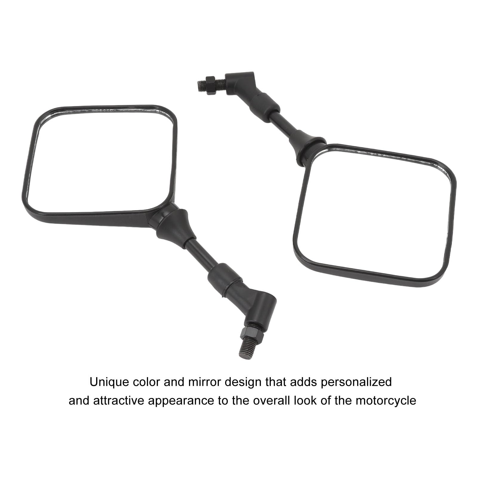 Keenso Specchietti Retrovisori Universali per Moto Specchietti Retrovisori Quadrati Regolabili a 360 Gradi con Bulloni Filettati da 10mm per la Maggior Parte delle Motociclette, Bici da