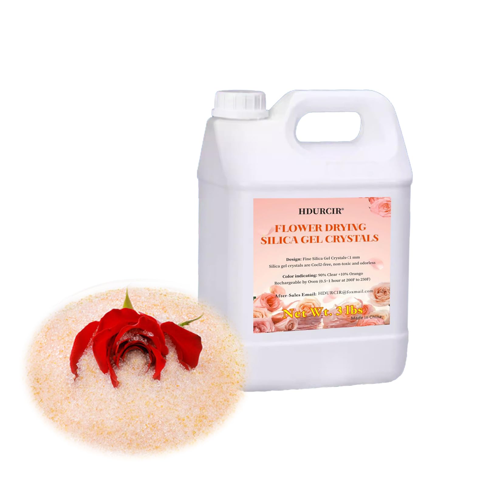 Gel de sílice Flor Secado - 3 libras de sílice, arena de sílice flor de secado, indicador de color arena de sílice para el secado de flores, secado de flores para la decoración de