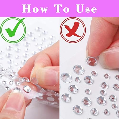 Miniatura 7 de 1792 piezas de gemas para manualidades, calcomanías de diamantes de imitación para rostro, ojos, cabello, uñas, maquillaje y manualidades,