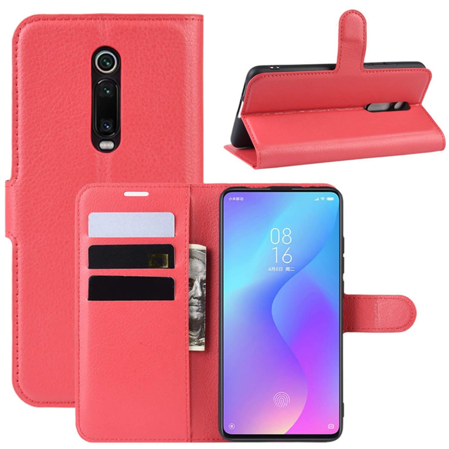 Xiaomi Mi 9T Custodia Flip, Goffratura Design Case in PU