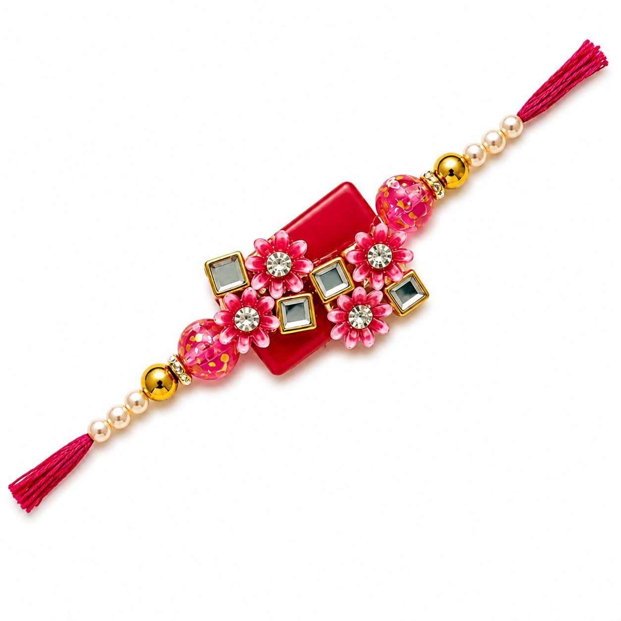 Pink Floral Designer Bhai Rakhi-image-17