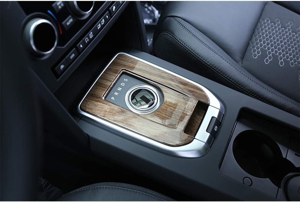 ABS Car Interior Gear Shift Panel Cover Trim 1pc For Land Rover Discovery Sport 2015-2018 Car Accessories (Brown Walnut Wood)