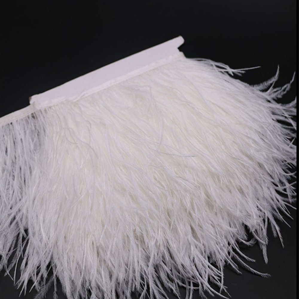 FQTANJU 2 Yards Soft & Natural Ostrich Feathers Fringe Trims Ribbon Used for Dress Sewing, Craft Clothing - Image 2