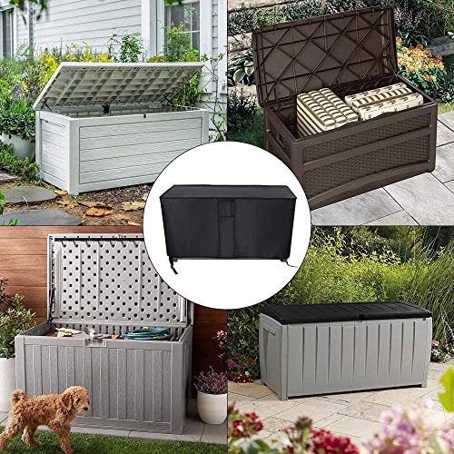 Kingling Deck Box Cover, Outdoor Storage Box Cover For Keter 120 Gallon Deck Box, Waterproof Outside Patio Storage Bench Deck Boxes Covers Black (63" L X 30" W X 25" H) #TOP5
