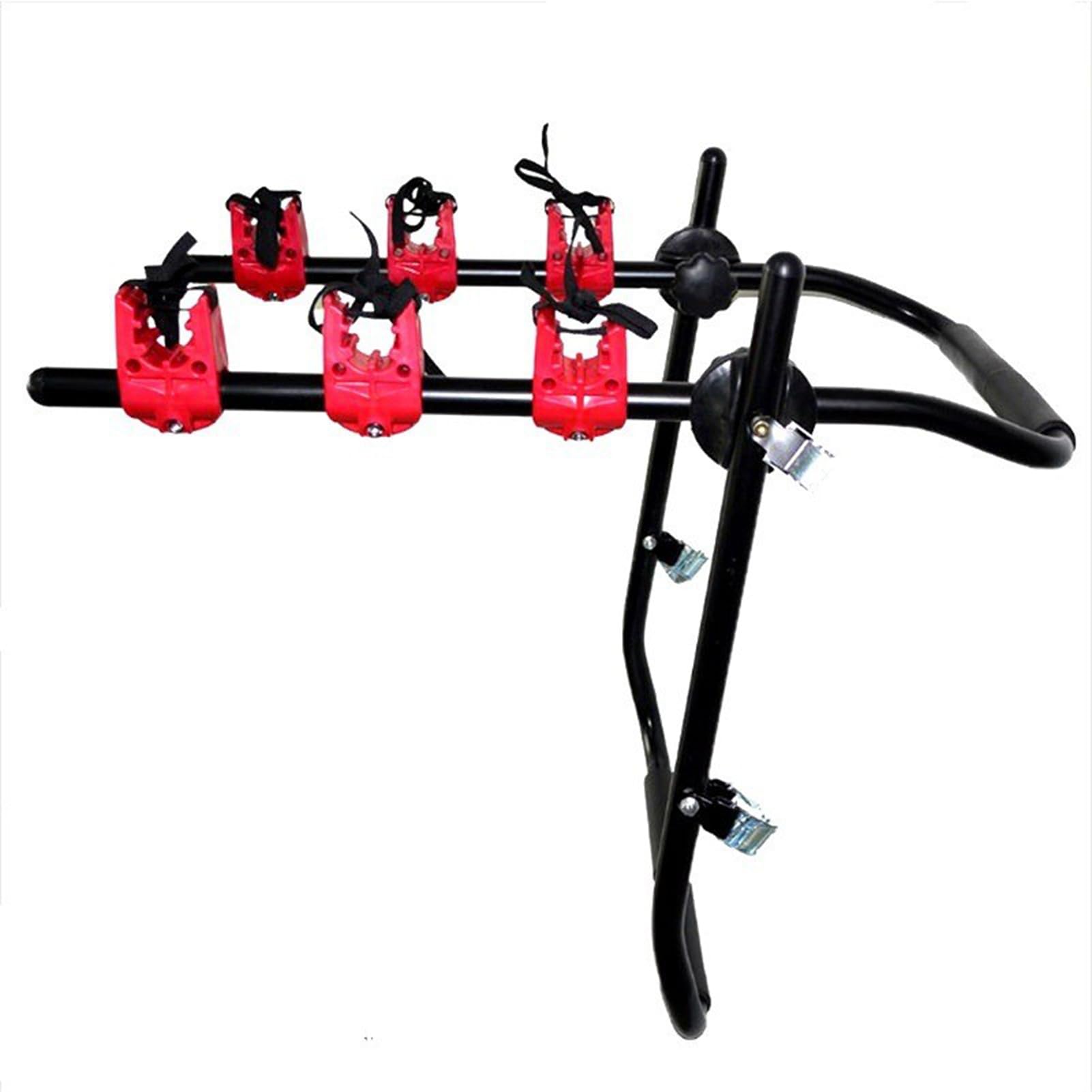 Cocoarm Auto-Kofferraumhalterung, Eisen, Faltbarer Fahrradträger, 3 Fahrräder, Tragfähigkeit 45 Kg, für Limousinen und SUVs, ohne Heckspoiler, für Roadtrips, Camping, Radfahren (Rot)
