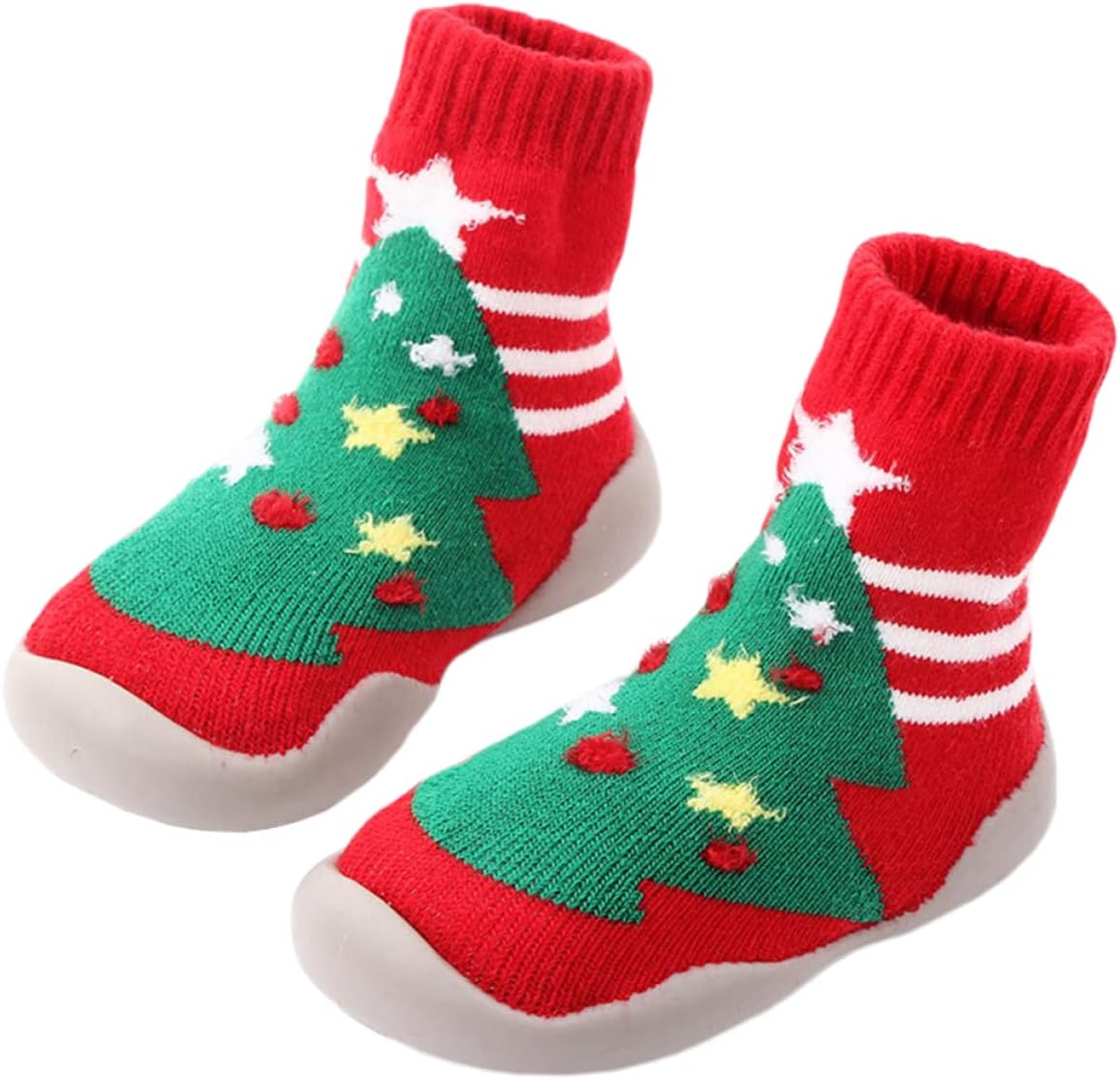 Vaguelly 1 Pair Christmas Themed Non Slip Warm Socks Thickened Footgear with Santa Design Ideal for Winter Holidays & Indoor Play Christmas Slipper Socks for