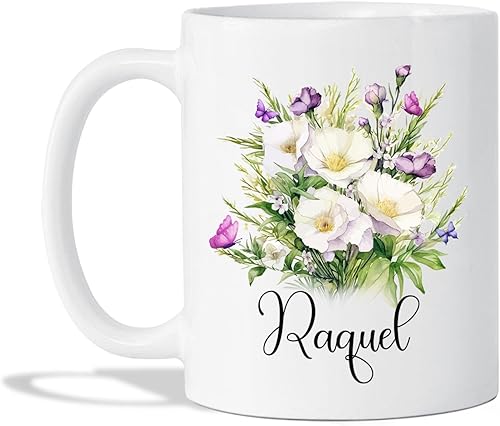 Miniatura 7 de Taza de café de caléndula personalizada, taza de café de caléndula con nombre personalizado, taza de cerámica blanca para amantes de las flores,
