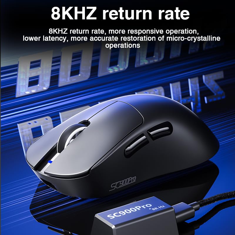 Image of AULA SC900 Max Wireless Gaming Mouse, 30000 DPI, 750IPS, PAW3950 Sensor, 62g Lightweight Mouse, Tri-Mode 2.4Ghz /Type-C /BT5.0, Dual 8KHz Polling Rate with Rechargeable Mouse for PC /Mac /Linux(White)