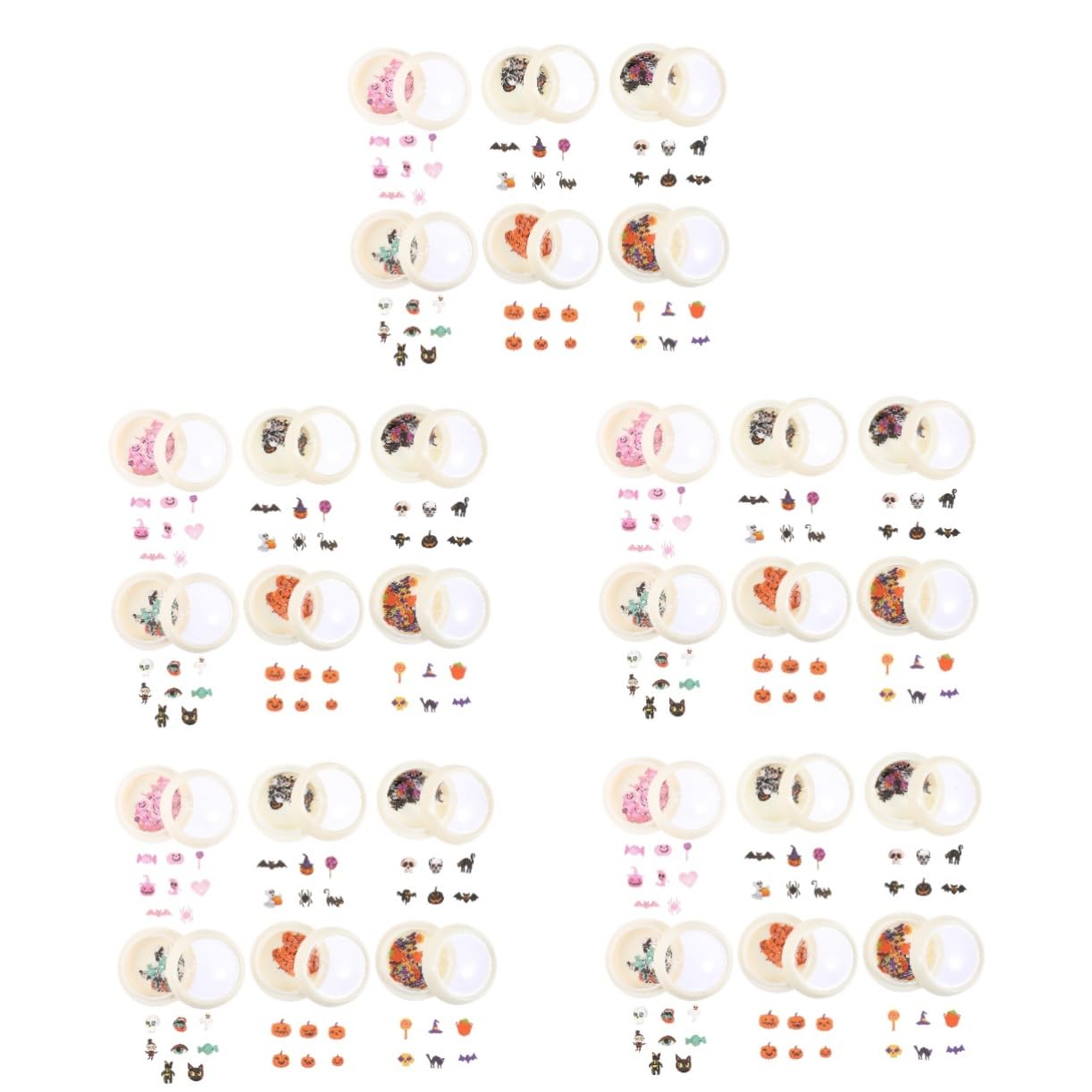Didiseaon 5 Set Adesivi Per Unghie Di Halloween Accessori Scaglie Di Nail Art Di Halloween Adesivi Per Unghie Delle Streghe Decalcomanie Per Unghie Per Manicure Polpa Di Legno 6 Scatole * 5