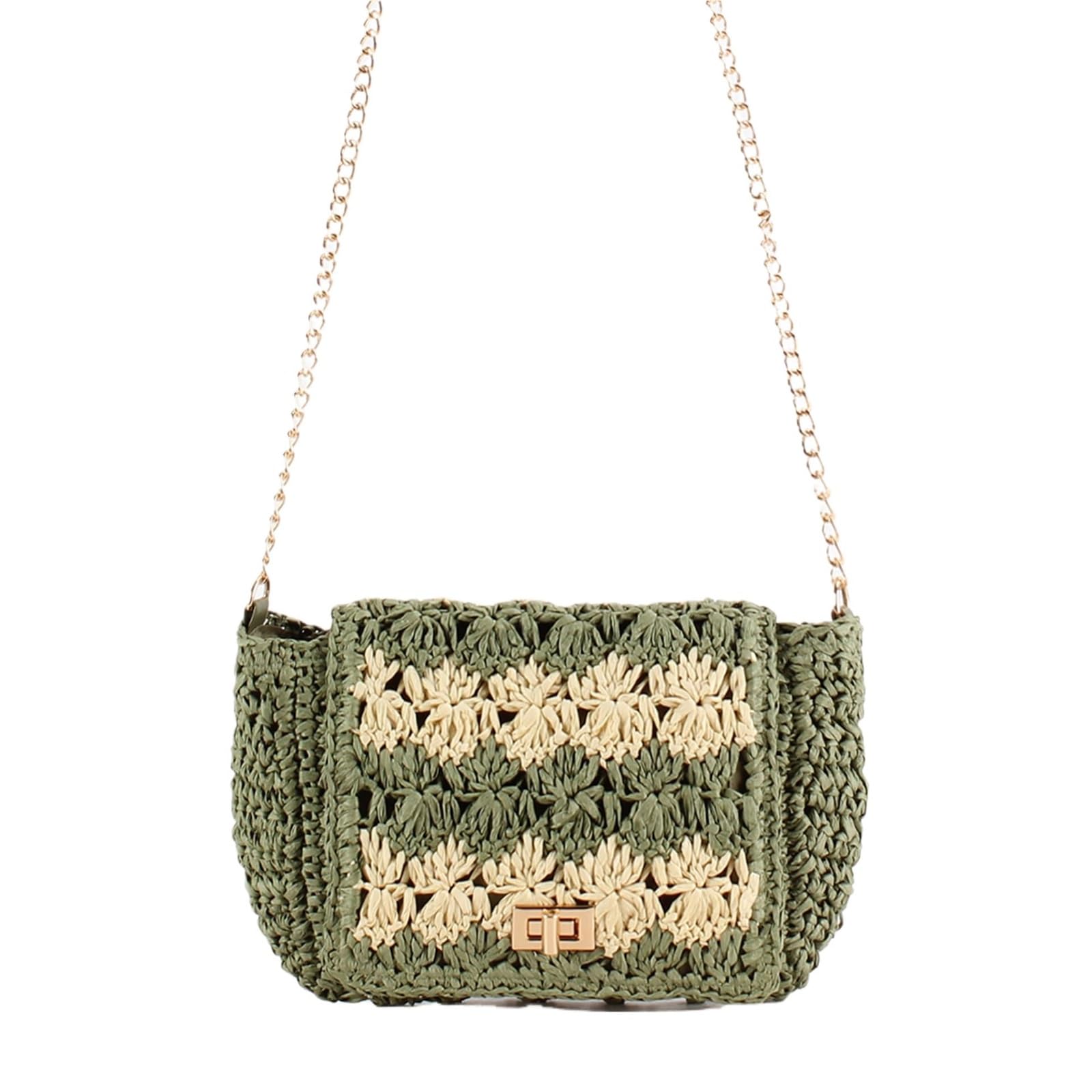 Borsa a Tracolla all'Uncinetto, Modello a Tracolla con Patta, Lavorata a Mano, Ideale per la Spiaggia, i Viaggi, Lo Shopping e Gli spostamenti quotidiani.