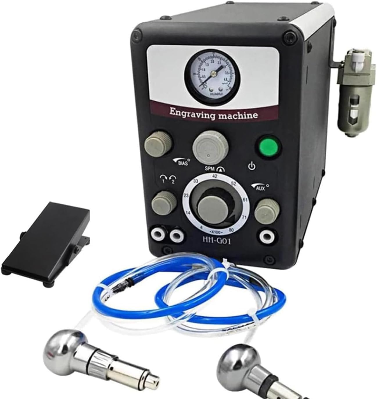 FHRKA Pneumatic Jewelry Engraver Machine, Double Pneumatic Engraving Machine, Handpiece Micro Engraver Tool, Jewelry Craft Engraver