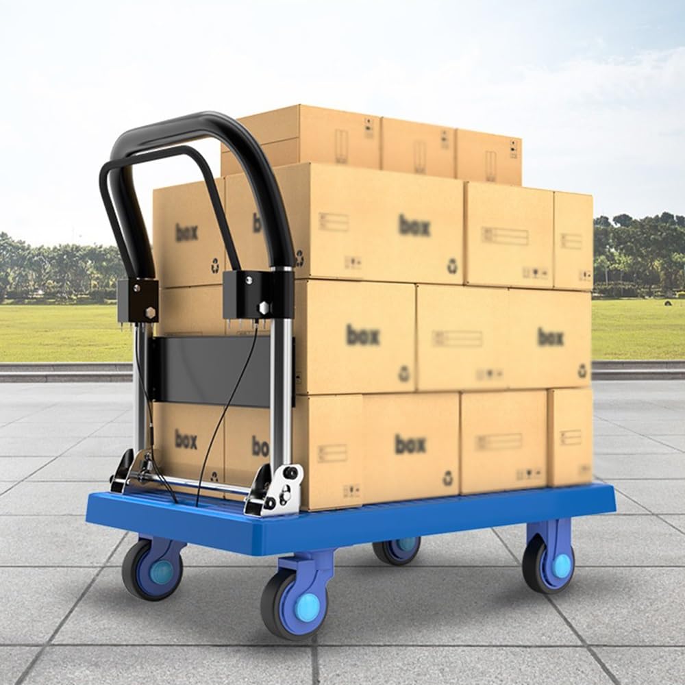 Carro de plataforma con freno de mano de alta velocidad para camión de cuatro ruedas para transporte de mercancías