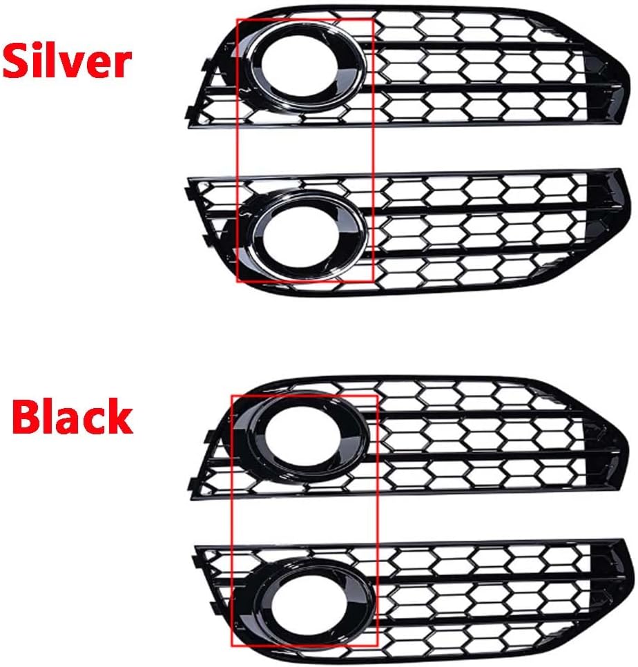 Set of 2 Front Left Driver and Right Passenger Side Bumper Foglight Cover Grille, Front Fog Light Lamp Grill Grille Cover, 2009-2015 Compatible with Audi A4 B8 B8.5 Allroad - Solid Black