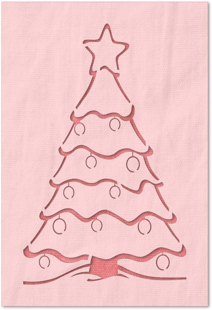 Stencil Stop Christmas Tree Stencil - Reusable for DIY Projects, Painting, Drawing, Crafts - 14 Mil Mylar Plastic (15 x 24 inches)