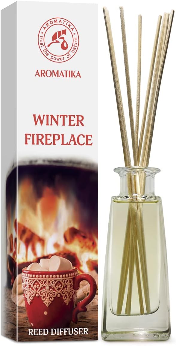 Reed Diffuser Winter Fireplace 3.4 Fl Oz (100ml) - Room Diffuser with ...