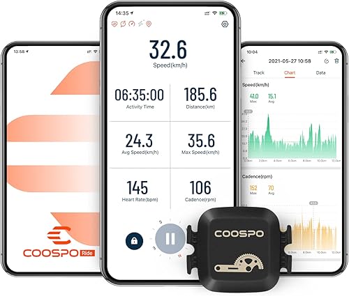 Miniatura 4 de COOSPO Sensor de cadencia y velocidad para ciclismo, Bluetooth inalámbrico y sensor de RPM de bicicleta ANT+ para computadoras de ciclismo,