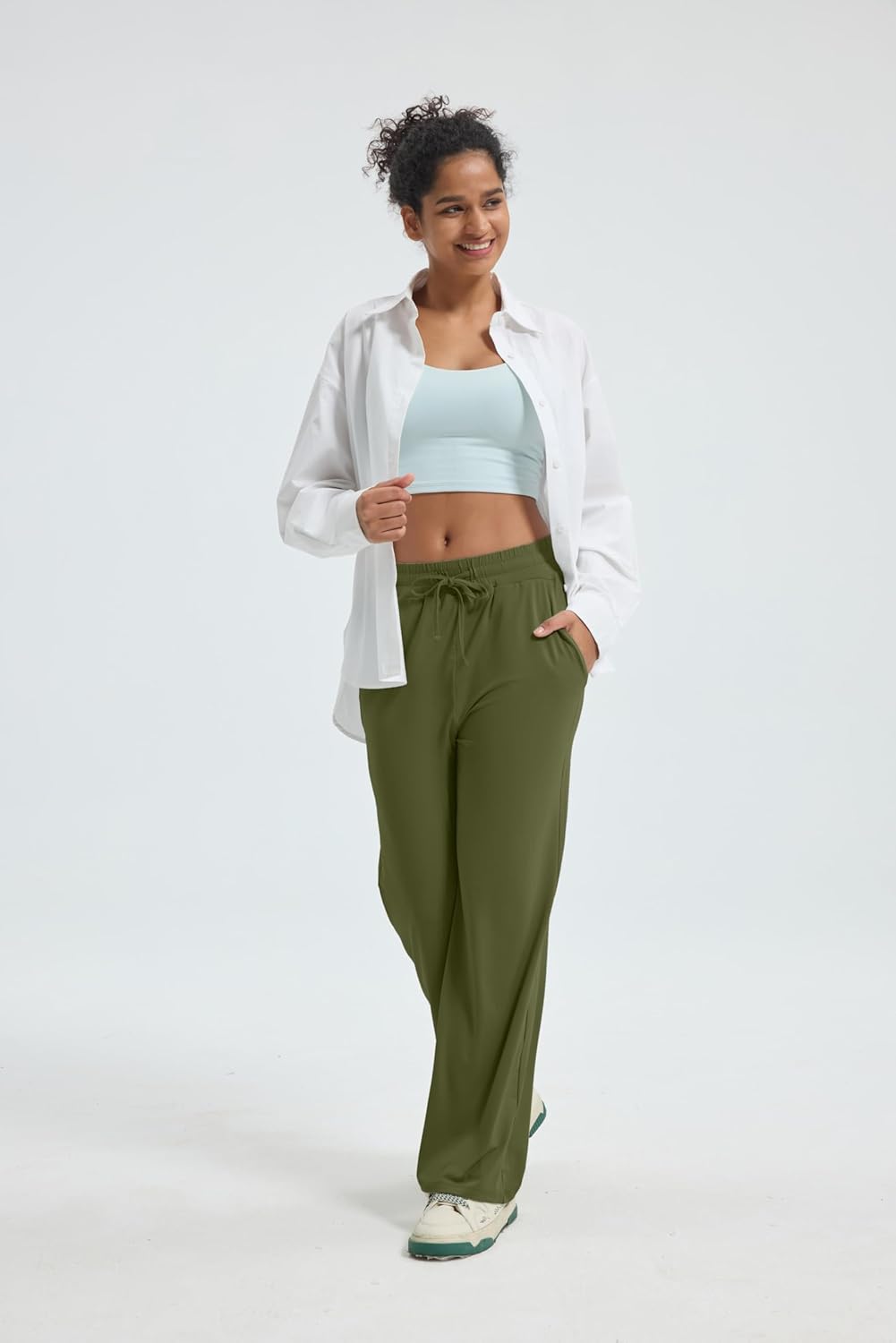 Maxbee Wide Leg Pants for Woman, Loose Sweatpants Women with Pockets,Baggy Casual Drawstring Yoga Pants Long Style - Image 3