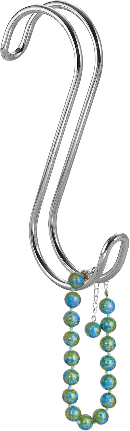 iDesign Classico Over the Rod, Closet Accessory Organizer for Ties, Belts, Handbags, Fashion Jewelry - 2 Hooks, Chrome