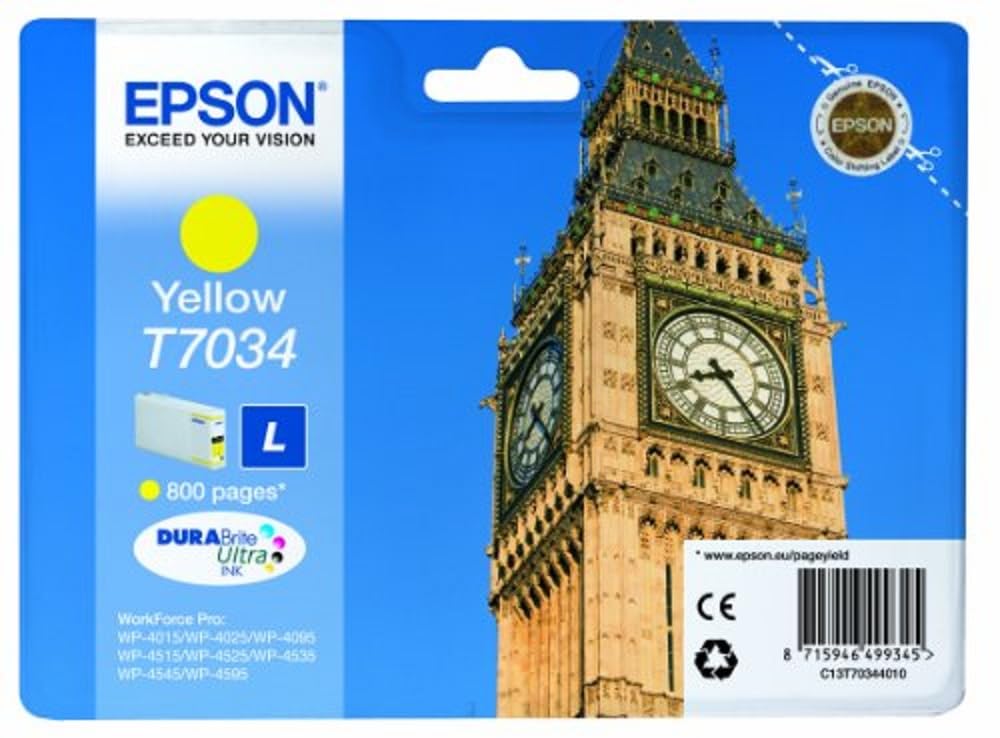 EpsonT7034 Big Ben Yellow Genuine, Ink Cartridge DuraBrite Ultra
