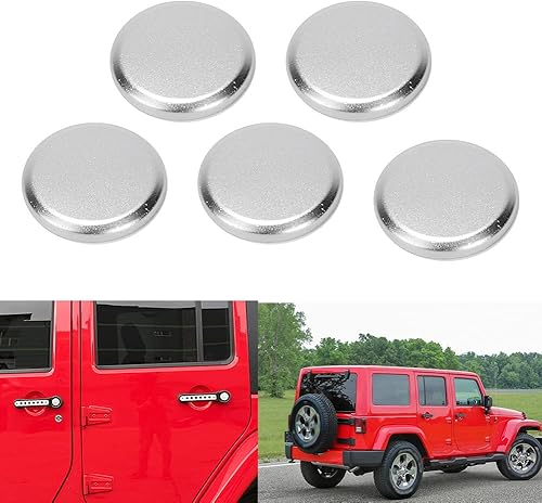 Miniatura 2 de Fydun 5 unids manija de agarre de puerta exterior botón cubierta Trim coche decoración exterior accesorios para Jeep Wrangler 2007-2017 (plata)