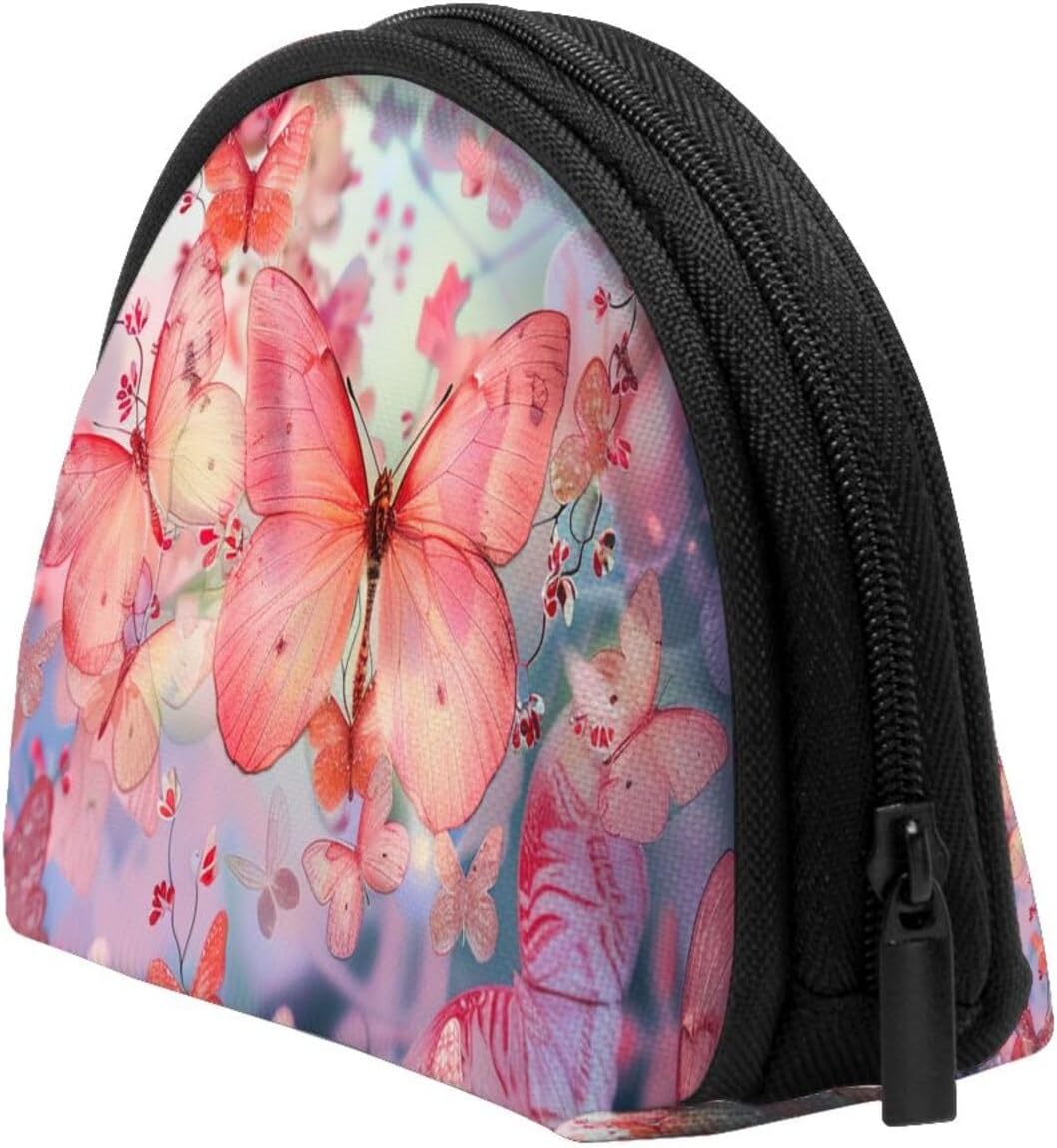 Butterfly Printed Coin Purse for Women Cute Small Change Wallet Mini Coin Purses Pouch with Zipper