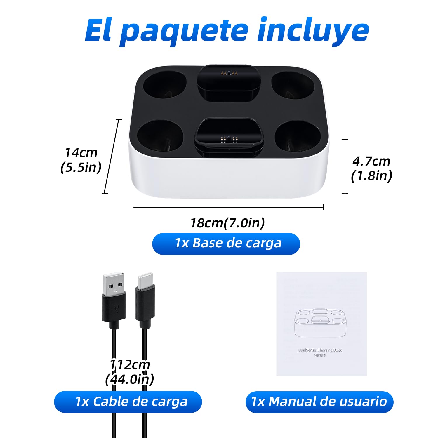 Cargador Mando para PS5, Base Estación de Carga para Accesorios de Mando para PS5 con Indicadores Luminosos LED/Carga rápida/Protección contra Cortocircuitos