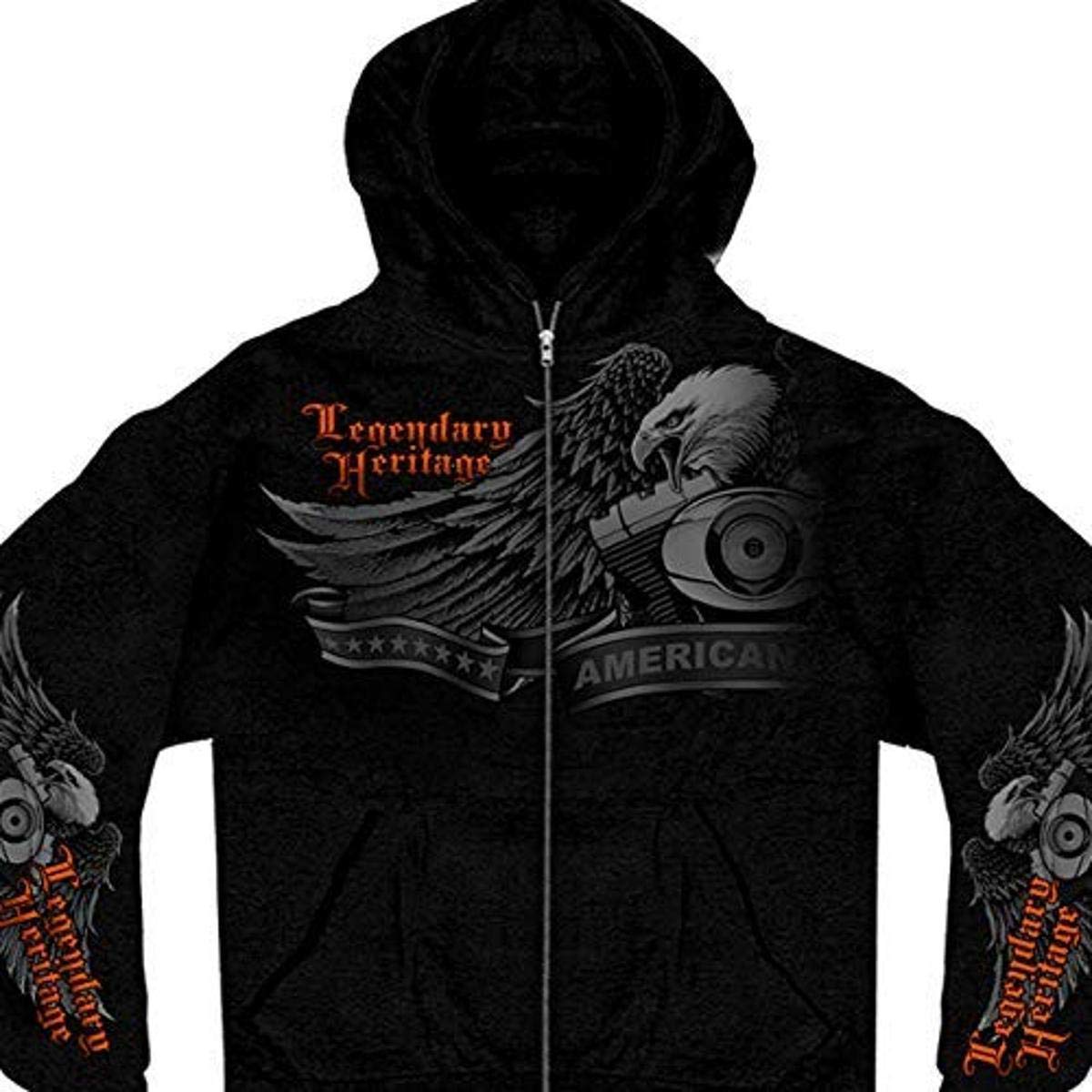 Hot LeathersBlack Ghost Eagle Zip Hoodie