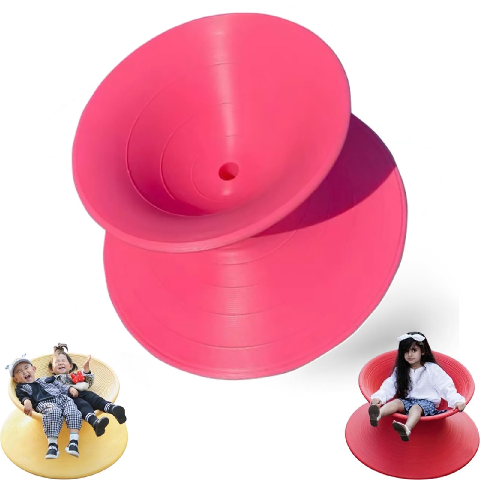 One-Piece Molded Gyro Swivel Chair, 360° Spinner Seat Recliner, Sensory Spinning Seat, Ergonomic Swivel Seat for Kids, Indoor Outdoor Sensory Equipment (Pink, 25inx17in)