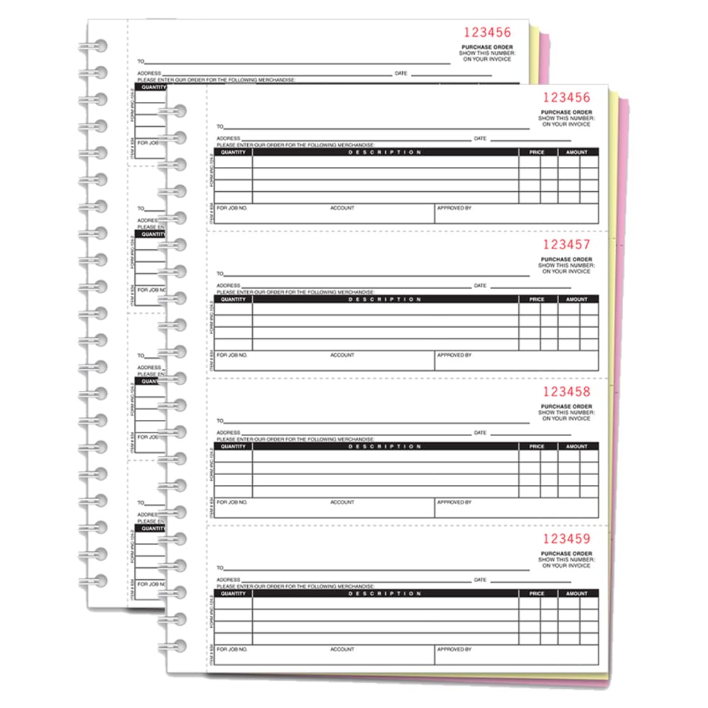 Purchase Order Book 2 Part Carbonless NC-124-2 - 200 Sets Per Book, Sequentially Numbered, 8.5 x 11 Business Order Forms, Duplicate Purchase Orders,