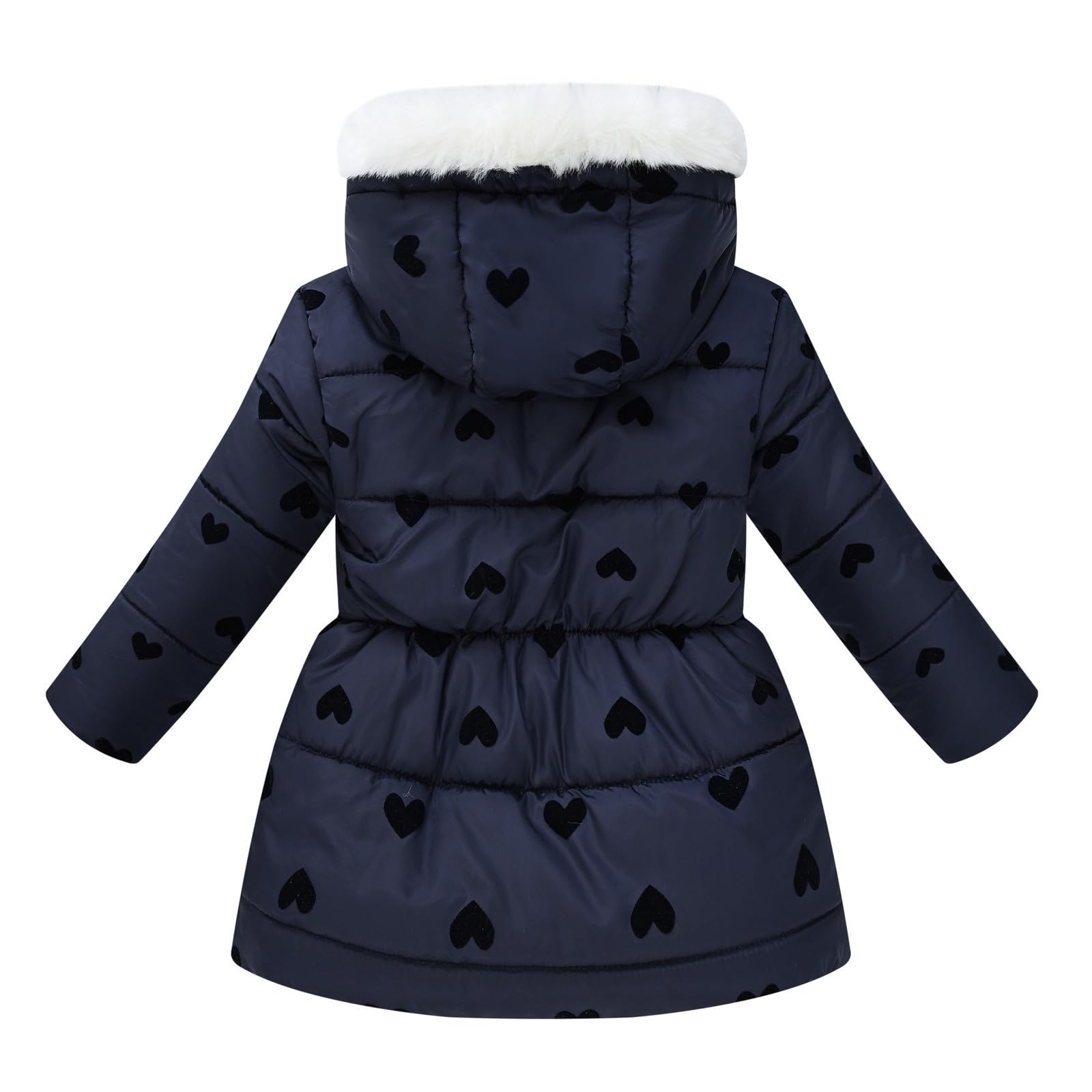 Manteau Long Hiver Fille 2-10 Ans Fashion Parka Veste Doublé Polaire Enfant Fille Chaude Avec Capuche Zippée épaisse Coton Confortable Mignon Coat Hooded Jacket