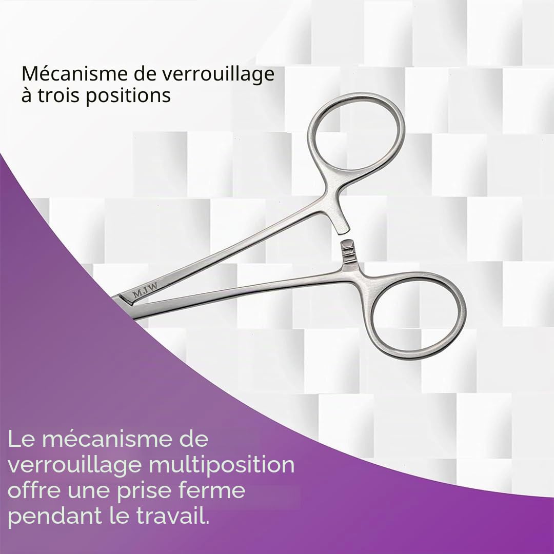 Pince hémostatique professionnelle MJW en acier inoxydable utilisée comme pince à bijoux, pince à pêche à la mouche et pince à décrochage de poisson – Pince à épiler pour poils d'oreilles d'animaux