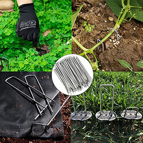200 Pack 6 Inch Garden Staples Landscape Spikes Anchoring Pin Galvanized Steel Weed Barrier Fabric Ground Cover - Thumbnail 3