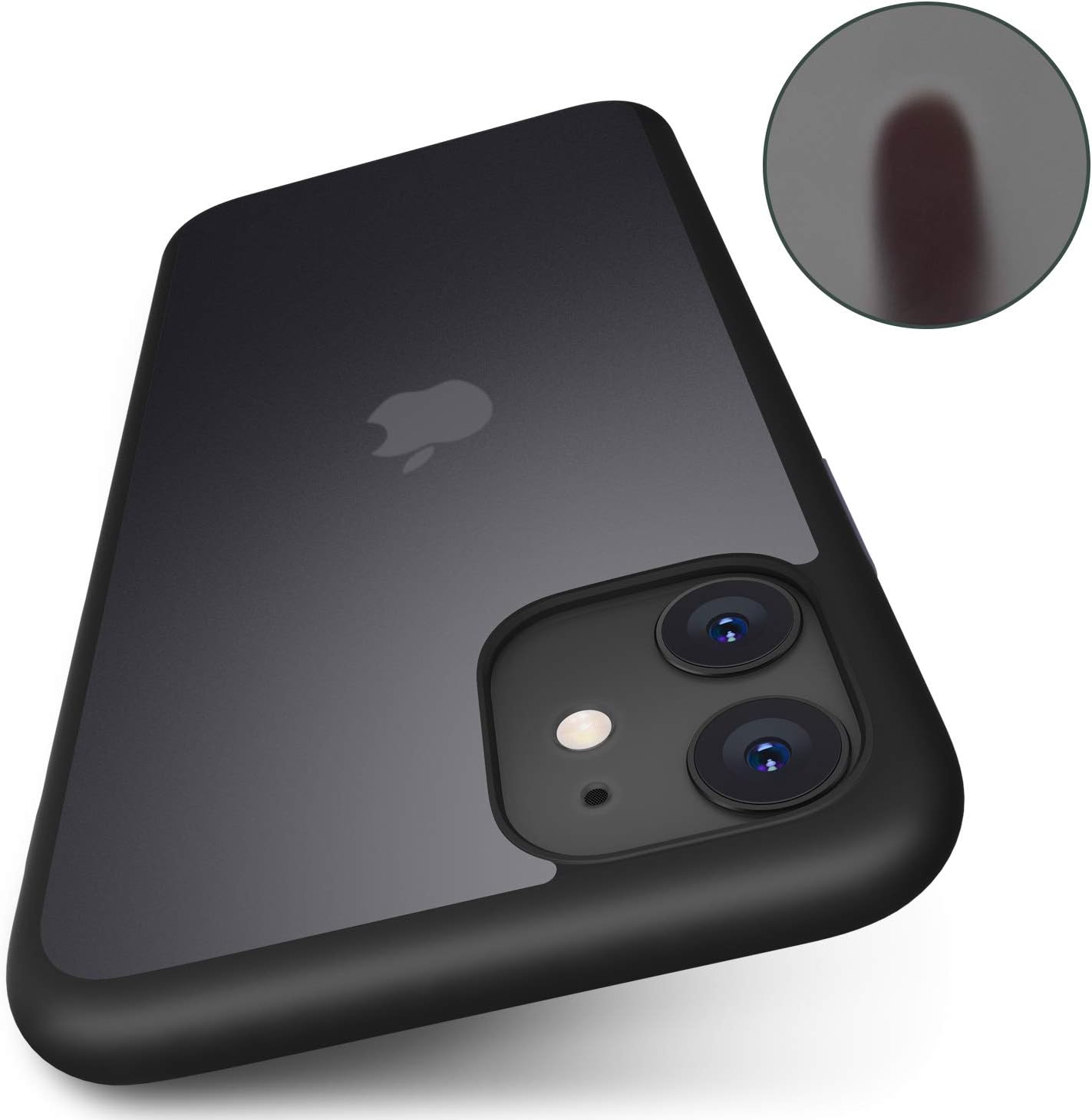 DTTO Compatible with iPhone 11 Case 2019, [Energetic Series] Translucent Matte Hard PC Back and Soft TPU Bumper Edges [Shockproof Anti-Drop] Cover for New iPhone 11 6.1 Inch, Black