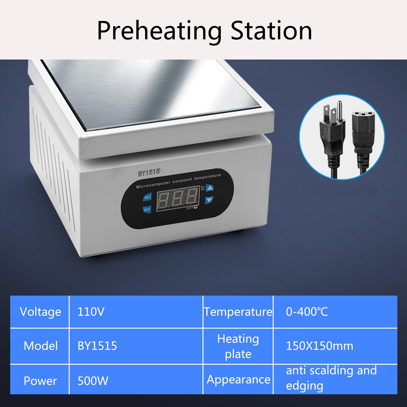 OWNERSTYLE 0-400? Heating Table,Electronic Hot Plate Preheating Station,Rework Station,Constant Temperature Heating Plate for Mainboard warm-up, component removal, experimentation,etc (BY1515)