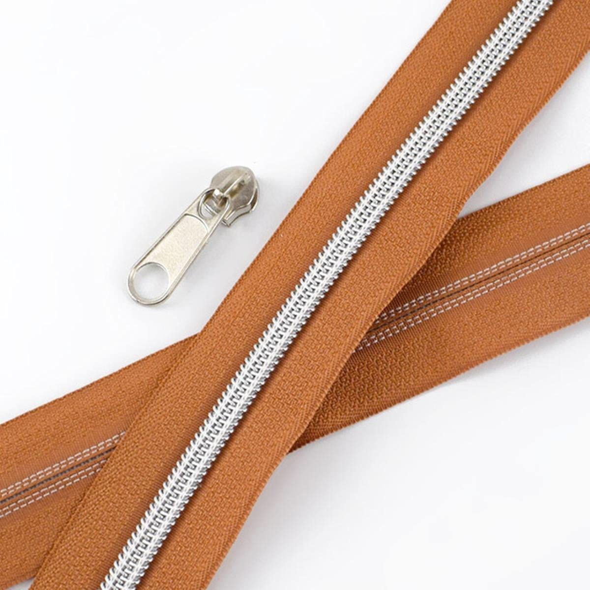 XXHNBF Zipper for Bags, Ziper Puller,Zip Fixer, Sliders Zipper,Sewing Zips,Ended Fasteners,5/10Meters 5# Open-end Coil Nylon Zippers for Luggage Clothing Bags Tent(Brown)