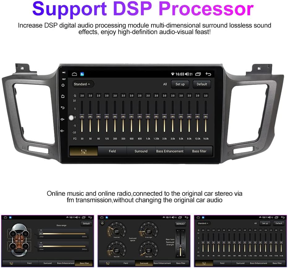 Screenshot of the Biorunn car stereo displaying the DSP audio settings interface