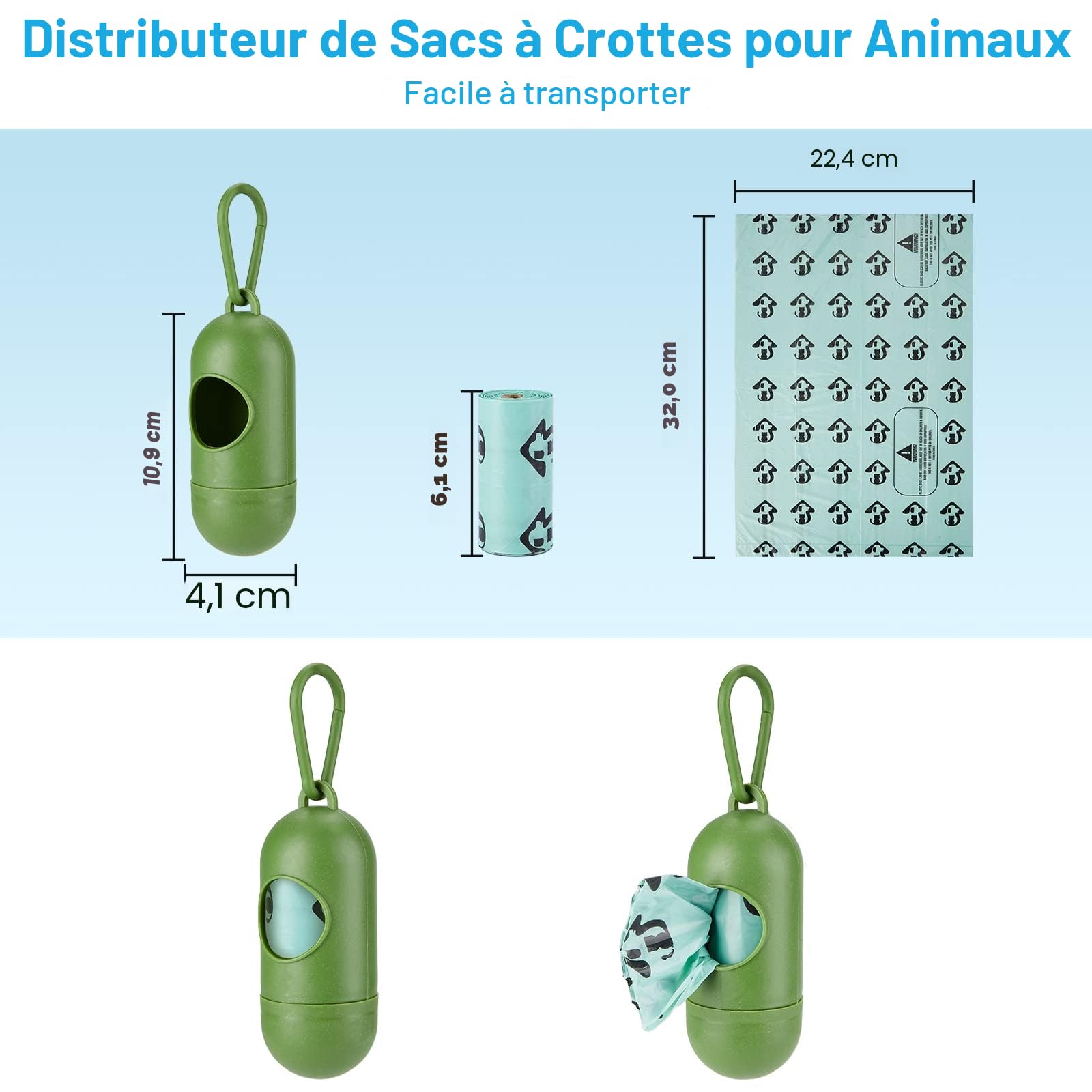 MYPIN Pelle à Litière pour Chat avec Support, Poubelle à Litière pour Chat avec 120 Sacs, Ramasse Crotte Chat de Grande Capacité